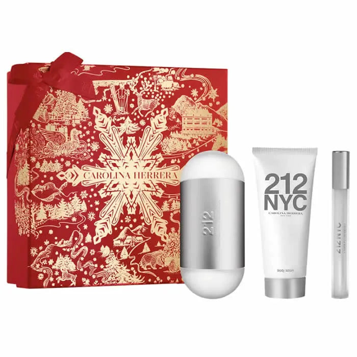 Carolina Herrera 212 Nyc Eau De Toilette Spray 100ml Set 3 Artikel